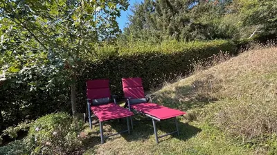 Ein Garten an der Unterkunft Panoramablick