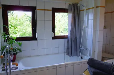 Ein Badezimmer in der Unterkunft Panoramablick
