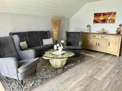 Ein Sitzbereich in der Unterkunft Kalverkamp Ferienwohnung