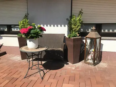 Ein Balkon oder eine Terrasse in der Unterkunft Kalverkamp Ferienwohnung