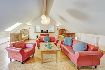 Ein Sitzbereich in der Unterkunft Ferienhaus Königskerze