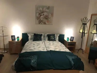 Ein Bett oder Betten in einem Zimmer der Unterkunft Marumparkblick 2 modern