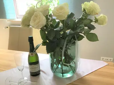 Getränke in der Unterkunft Ferienwohnung Zum Harpelstein