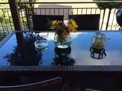 Ein Balkon oder eine Terrasse in der Unterkunft Ferienwohnung Zum Harpelstein