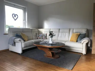 Ein Sitzbereich in der Unterkunft Ferienhaus Auf der Hill