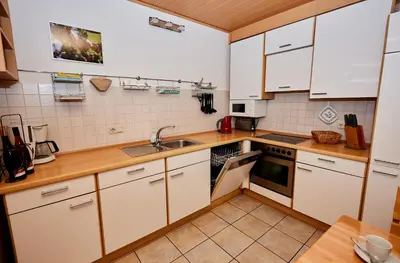 Küche/Küchenzeile in der Unterkunft Ferienwohnung Leitges