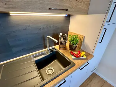 Küche/Küchenzeile in der Unterkunft RheinWeinBoppard 2 - mit Rheinblick