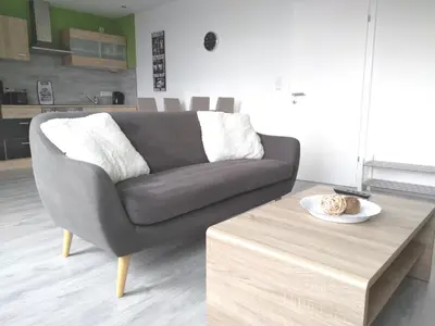 Ein Sitzbereich in der Unterkunft Ferienwohnungen Haus Talblick
