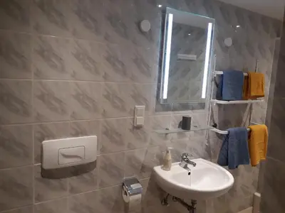 Ein Badezimmer in der Unterkunft Ferienhaus Würzgarten