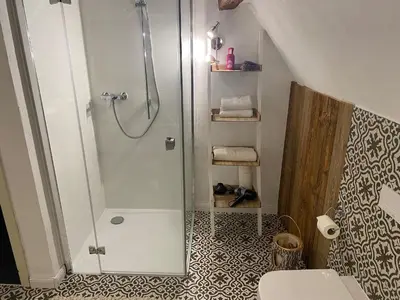 Ein Badezimmer in der Unterkunft Schöne Ferienwohnung Altes Gebälk Fachwerkhaus