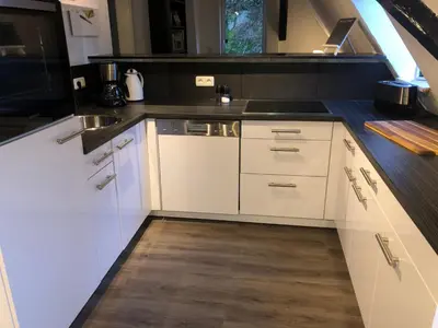 Küche/Küchenzeile in der Unterkunft Schöne Ferienwohnung Altes Gebälk Fachwerkhaus