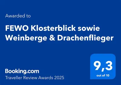 Ein Zertifikat, Auszeichnung, Logo oder anderes Dokument, das in der Unterkunft FEWO Klosterblick sowie Weinberge & Drachenflieger ausgestellt ist