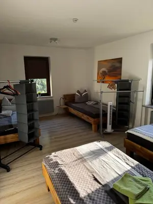 Ein Sitzbereich in der Unterkunft Ferienwohnung Distelkamp