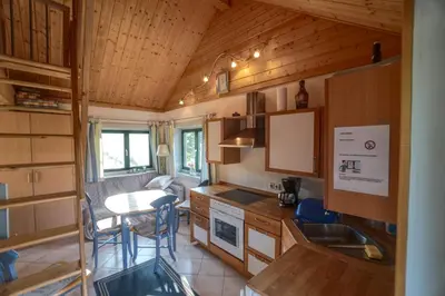 Küche/Küchenzeile in der Unterkunft Hof Marienberg, 56340 Osterspai, Deutschland Wanderhütte