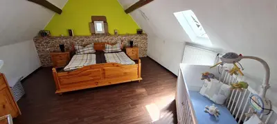 Ein Bett oder Betten in einem Zimmer der Unterkunft Ferienhaus an See