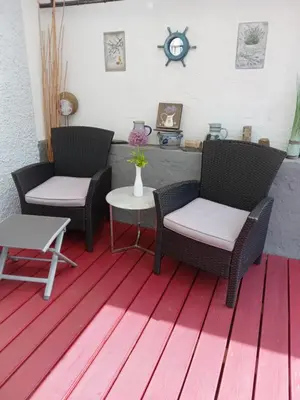 Ein Sitzbereich in der Unterkunft Ferienwohnung Ehlen im Alten Winzerhaus
