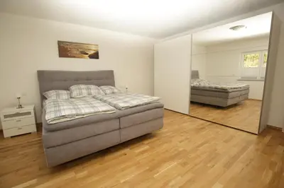 Ein Bett oder Betten in einem Zimmer der Unterkunft Riethelblick