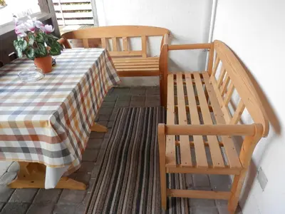 Ein Sitzbereich in der Unterkunft Ferienhaus Greta