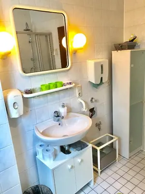 Ein Badezimmer in der Unterkunft Ferienwohnung in Binger Stadtmitte mit Balkon