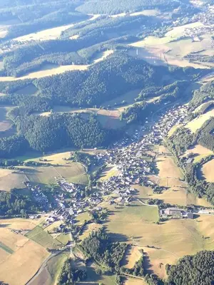 Blick auf Apartment Eva aus der Vogelperspektive