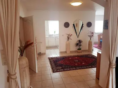Ein Sitzbereich in der Unterkunft Ferienhaus am Rheintor