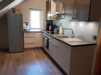Küche/Küchenzeile in der Unterkunft Ferienhaus an der Sesselbahn