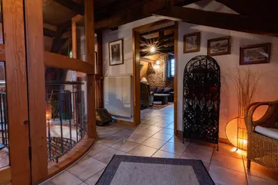 Ein Bett oder Betten in einem Zimmer der Unterkunft Ferienwohnung Flämisches Weinhaus