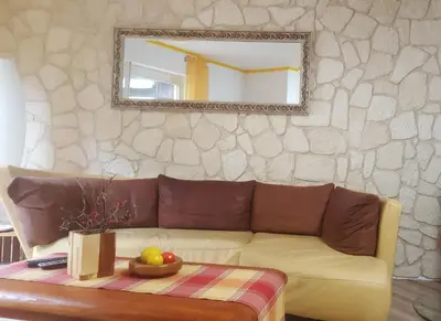 Ein Sitzbereich in der Unterkunft Ferienhaus am Traumpfad