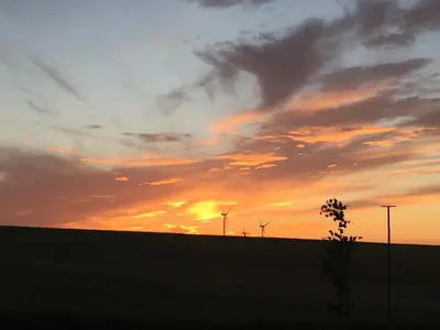 Blick auf den Sonnenuntergang/Sonnenaufgang von der Ferienwohnung aus oder aus der Nähe