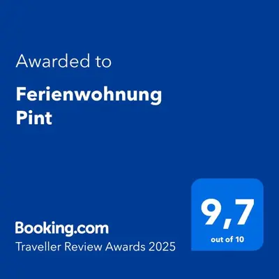 Ein Zertifikat, Auszeichnung, Logo oder anderes Dokument, das in der Unterkunft Ferienwohnung Pint ausgestellt ist