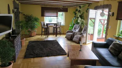 Ein Sitzbereich in der Unterkunft Ferienwohnung Bacharach