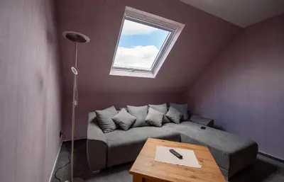 Ein Sitzbereich in der Unterkunft Hotel Schatulle