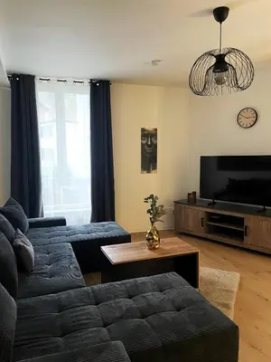 Ein Sitzbereich in der Unterkunft Ferienwohnung Auszeit
