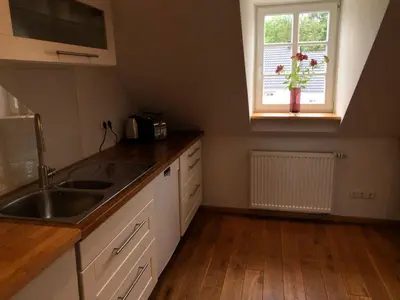 Küche/Küchenzeile in der Unterkunft Ferienwohnung in historischem Bauernhaus in der Eifel