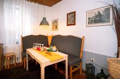 Ein Sitzbereich in der Unterkunft Ferienhaus am Fährkopf
