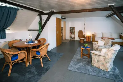 Ein Sitzbereich in der Unterkunft Ferienhaus am Fährkopf