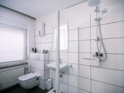 Ein Badezimmer in der Unterkunft Ferienhaus am Fährkopf