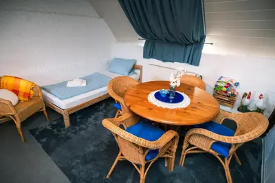 Ein Sitzbereich in der Unterkunft Ferienhaus am Fährkopf