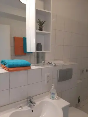 Ein Badezimmer in der Unterkunft Kaiser - Ferienwohnungen Dreiburgenblick