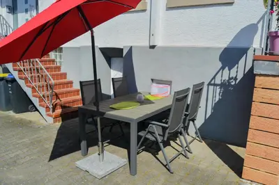 Ein Balkon oder eine Terrasse in der Unterkunft Ferienwohnung Landquartier
