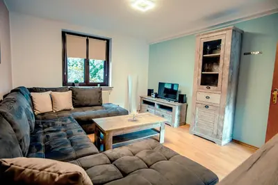 Ein Sitzbereich in der Unterkunft Rheinterrasse Wohnung 1
