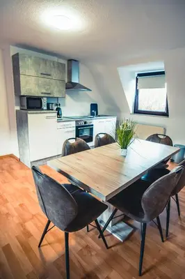 Küche/Küchenzeile in der Unterkunft Rheinterrasse Wohnung 2