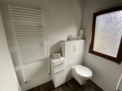 Ein Badezimmer in der Unterkunft Schöne Ferienwohnung Burgruine Fachwerkhaus