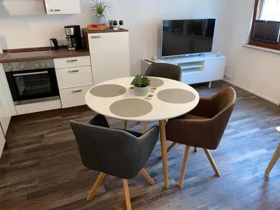 Küche/Küchenzeile in der Unterkunft Schöne Ferienwohnung Burgruine Fachwerkhaus
