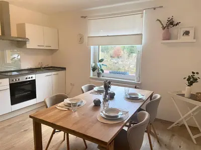 Küche/Küchenzeile in der Unterkunft Ferienwohnung Flur 34