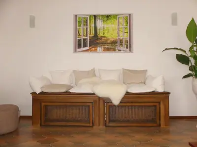 Ein Sitzbereich in der Unterkunft Margaretes Gästehaus - Ferienwohnung am Rheinsteig