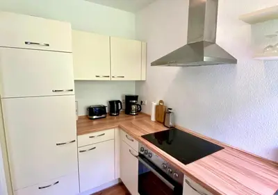 Küche/Küchenzeile in der Unterkunft Modernes 3 Zimmer Apartment im Jugendstilhaus