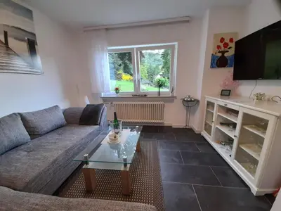 Ein Sitzbereich in der Unterkunft Ferienwohnung Ida