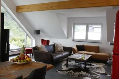 Ein Sitzbereich in der Unterkunft Rooftop Moselsuite