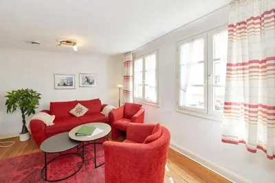 Ein Sitzbereich in der Unterkunft Ferienwohnung Altstadt